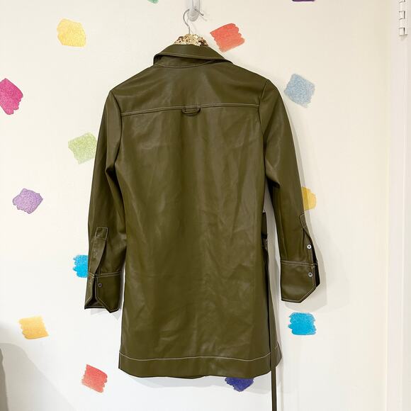 XS STAUD Green Faux Leather Lynn Belted Mini Dress - Picture 7 of 7